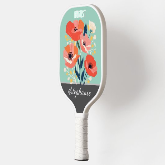 Augustus Geboorte Bloem Aangepaste Naam Pickleball Paddle (Links)