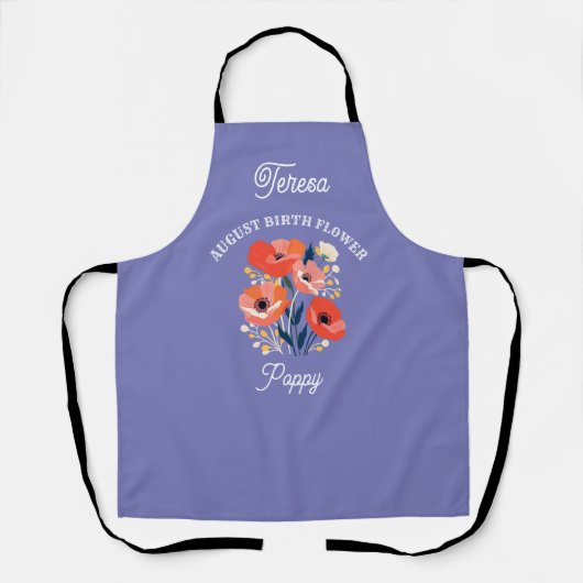 Augustus Geboorte Bloem Aangepaste Naam Schort (Voorkant)