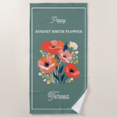 Augustus Geboorte Bloem Aangepaste Naam Strandlaken (Voorkant)