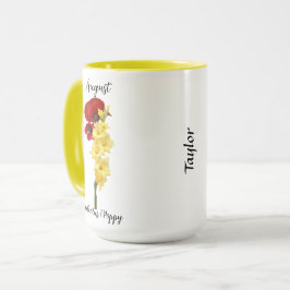 Augustus Geboorte Bloem Gladiolus en Poppy Mok