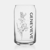 Augustus Geboorte Bloem Gladiolus met aangepaste n Blikvorm Glas (Voorkant)