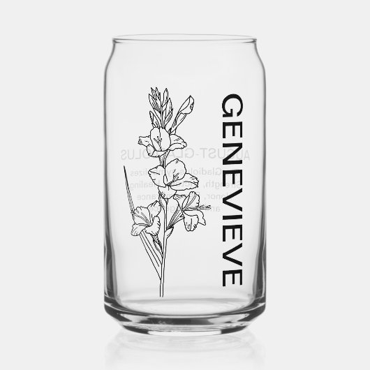 Augustus Geboorte Bloem Gladiolus met aangepaste n Blikvorm Glas (Voorkant)