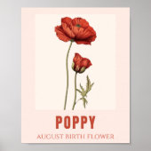 Augustus Geboorte Bloem Poppy Verjaardag Poster (Voorkant)