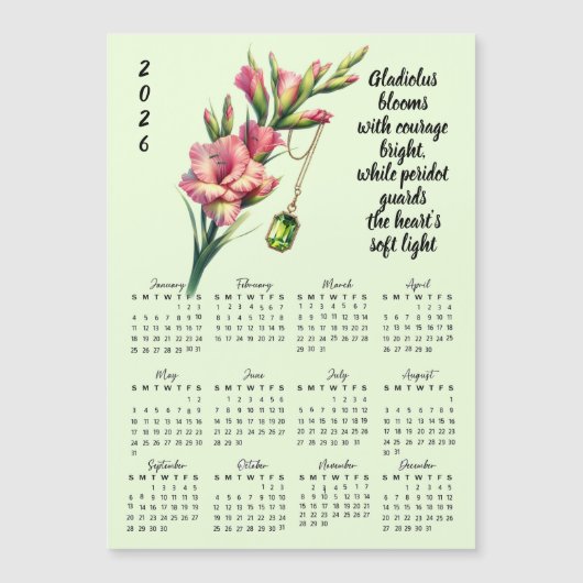 Augustus Geboorte Bloem & Steen Kalender (Voorkant)