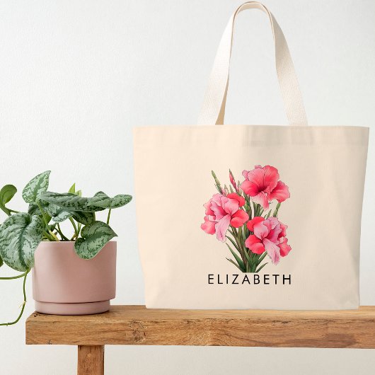 Augustus Geboorte Maand Bloem Gepersonaliseerd Cad Grote Tote Bag
