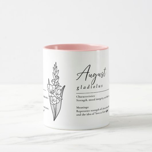 Augustus Geboorte Maand Bloem Gladiolus Minimalist Mok (Midden)