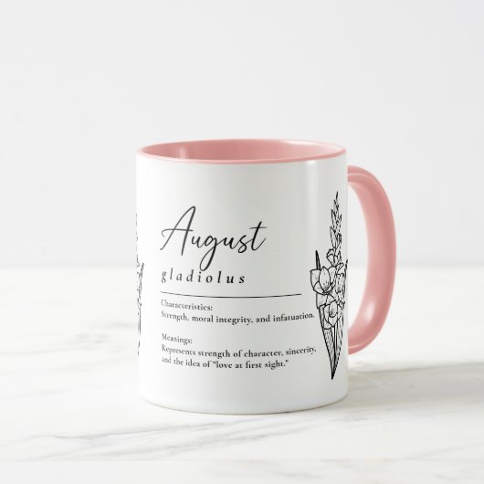 Augustus Geboorte Maand Bloem Gladiolus Minimalist Mok (Voorkant rechts)