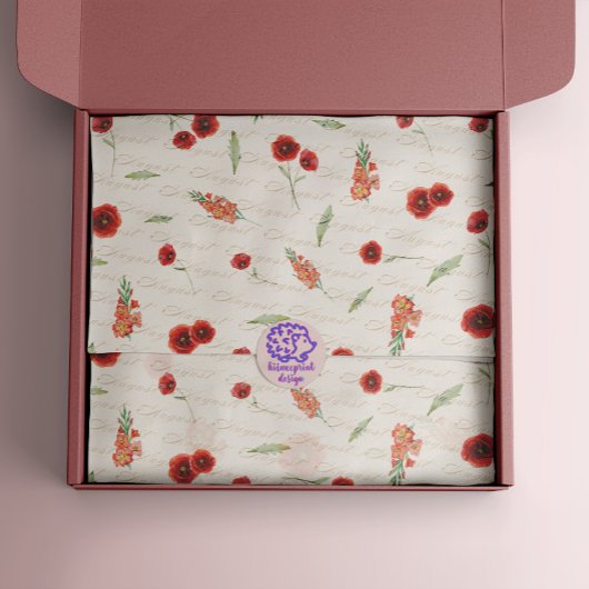 Augustus Geboorte Maand Bloemen Poppy Gladiolus Tissuepapier