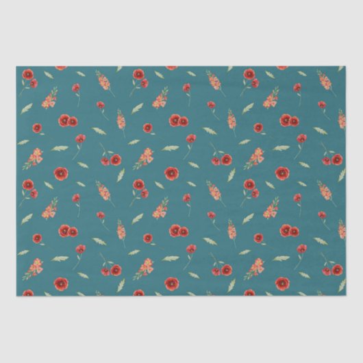 Augustus Geboorte Maand Bloemen Poppy Gladiolus Tissuepapier (Voorkant)