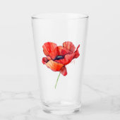 Augustus geboortebloem Rode klaproos Waterverf Blo Glas (Voorkant)