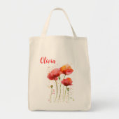 Augustus geboortebloem Rode klaprozen Waterverf Bl Tote Bag (Voorkant)
