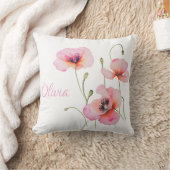 Augustus geboortebloem Roze klaproos Waterverf Blo Kussen (Deken)