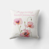 Augustus geboortebloem Roze klaproos Waterverf Blo Kussen (Achterkant)