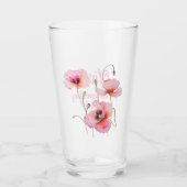 Augustus geboortebloem Roze klaprozen Waterverf Bl Glas (Voorkant)