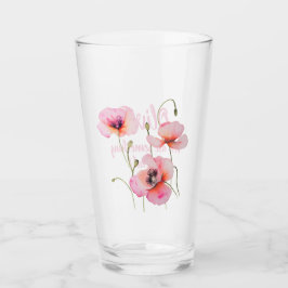 Augustus geboortebloem Roze klaprozen Waterverf Bl Glas