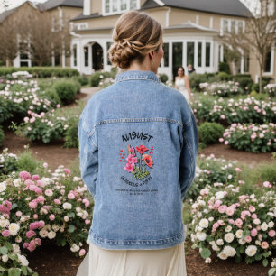 AUGUSTUS Geboortemaand Bloem Aangepast Christelijk Denim Jacket