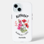 AUGUSTUS Geboortemaand Bloem Aangepaste naam Case-Mate iPhone Case (Achterkant)