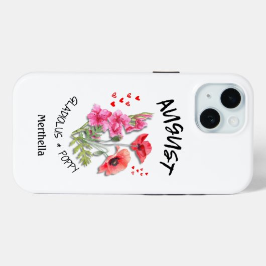AUGUSTUS Geboortemaand Bloem Aangepaste naam Case-Mate iPhone Case (Achterkant (horizontaal))