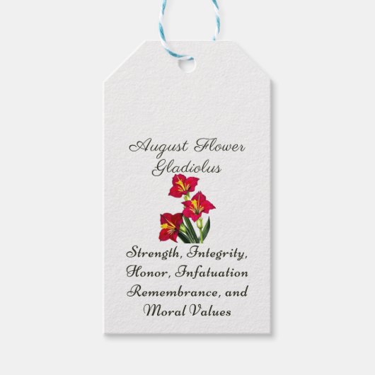 Augustus Geboortemaand Bloem Gladiolus Geboorteges Cadeaulabel (Voorkant)