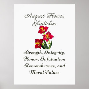 Augustus Geboortemaand Bloem Gladiolus Geboorteges Poster