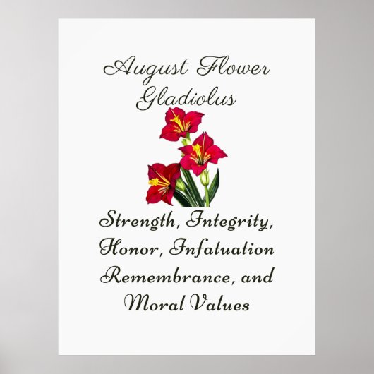 Augustus Geboortemaand Bloem Gladiolus Geboorteges Poster (Voorkant)