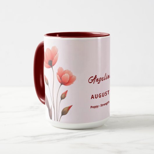 Augustus Geboortemaand Flower Custom Coffee Mok (Voorkant links)