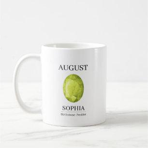 Augustus Geboortesteen Verjaardagsnaam Peridot Koffiemok