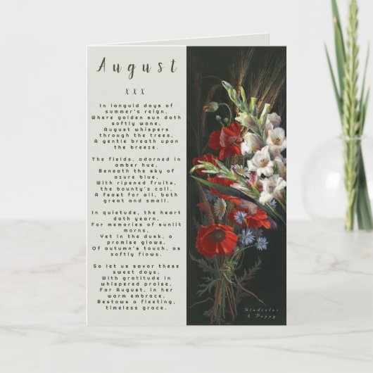 Augustus Geboren in Proza Bloem Kaart (Voorkant)