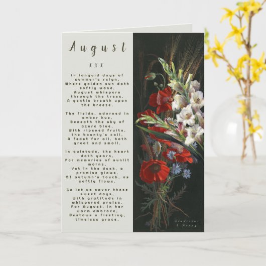 Augustus Geboren in Proza Bloem Kaart (Gele Bloem)