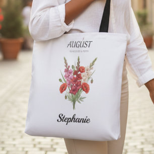 Augustus Gladiolus Papaver Geboortemaand Bloemenkl Tote Bag