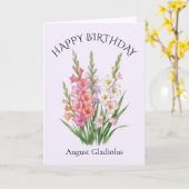 Augustus Gladiolus Verjaardag Kaart (Gele Bloem)