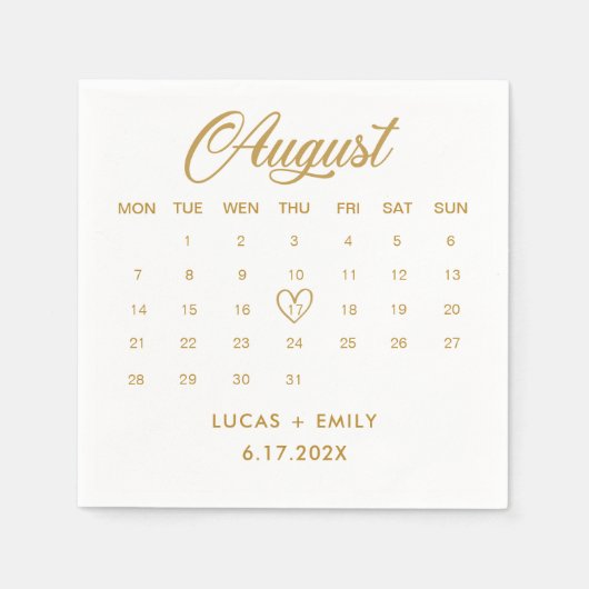 Augustus Kalender Gouden Bruiloft Servet (Voorkant)