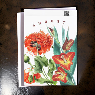 Augustus Maand Bloemen Gladiolus & Papaver   Briefkaart