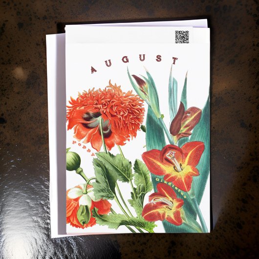 Augustus Maand Bloemen Gladiolus & Papaver | Briefkaart