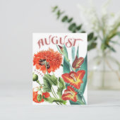 Augustus Maand Bloemen Gladiolus & Poppy Fancy Briefkaart (Staand voorkant)
