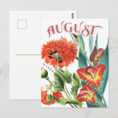 Augustus Maand Bloemen Gladiolus & Poppy Fancy Briefkaart (Voorkant / Achterkant)