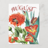 Augustus Maand Bloemen Gladiolus & Poppy Fancy Briefkaart (Voorkant)