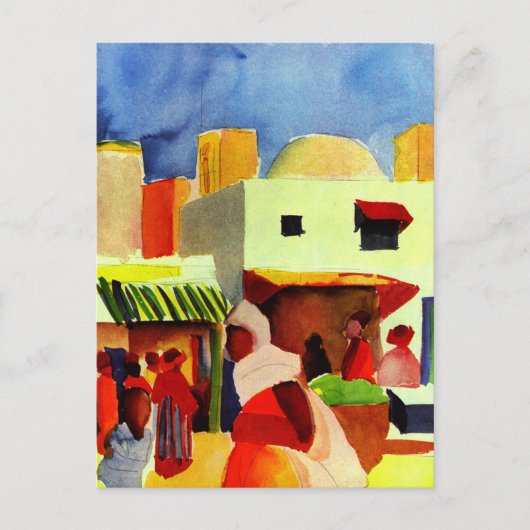Augustus Macke artwork, Markt in Algiers Briefkaart (Voorkant)
