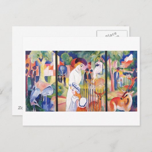 Augustus Macke - Grote dierentuin Garden Triptycho Briefkaart (Voorkant / Achterkant)