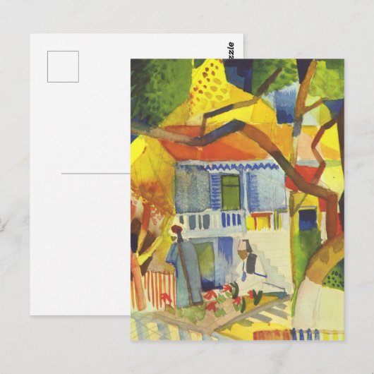Augustus Macke-illustratie, binnenste Courtyard Briefkaart (Voorkant / Achterkant)