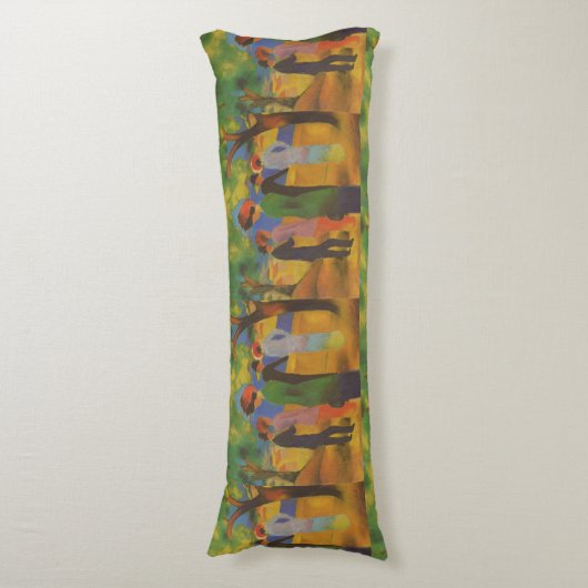  augustus Macke Lady in een groen jasje Lichaamskussen (Voorkant Verticaal)