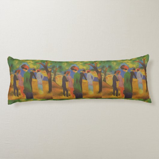  augustus Macke Lady in een groen jasje Lichaamskussen (Achterkant)