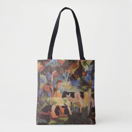 Augustus Macke Landschap met Koeien en Camel Tote Bag (Voorkant)