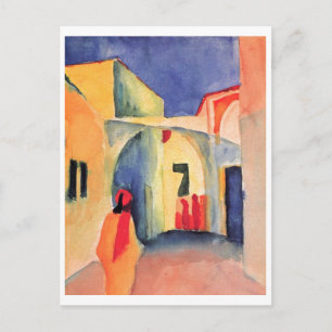 Augustus Macke - Uitzicht in een waterverf van Lan Briefkaart