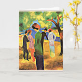 Augustus Macke - Vrouw in Groen Kaart (Gele Bloem)