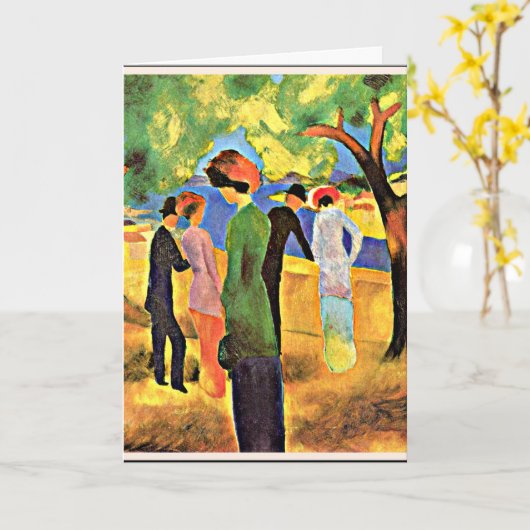 Augustus Macke - Vrouw in Groen Kaart (Gele Bloem)