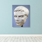 Augustus, marmer head, c.27-20 BC Canvas Afdruk (Insitu (Houten vloer))