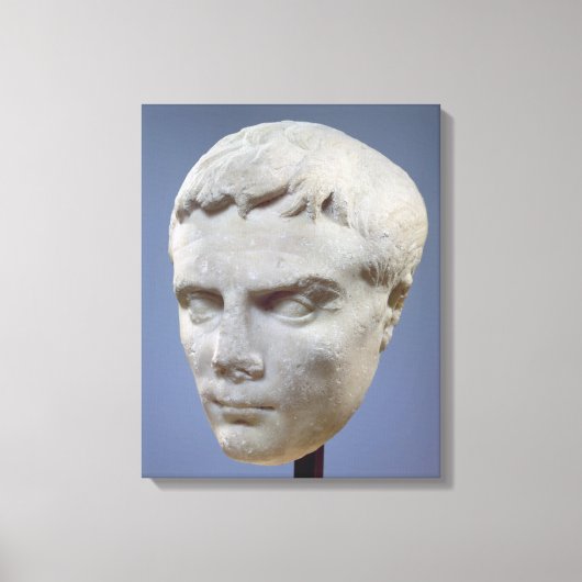 Augustus, marmer head, c.27-20 BC Canvas Afdruk (Voorkant)