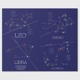 Augustus - November Zodiac Constellations Cadeaupapier