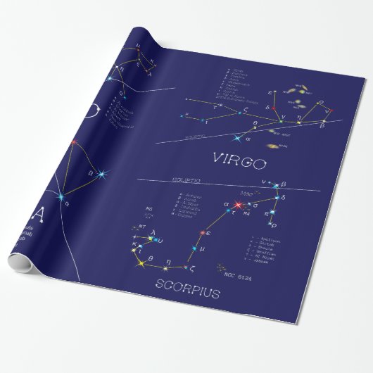 Augustus - November Zodiac Constellations Cadeaupapier (Uitgerold)